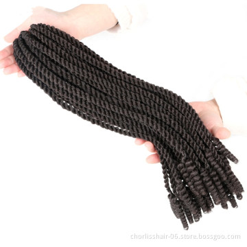 Wholesale18''14'' Black Ombre dreadlocks Senegal Twist Spring Curly End Afro Synthetic Crochet Braiding Hair For Black Women